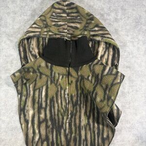 Vintage Game Winner Camo Hunting Hood Neck Gaiter Cape Made In USA OSFA Zipper